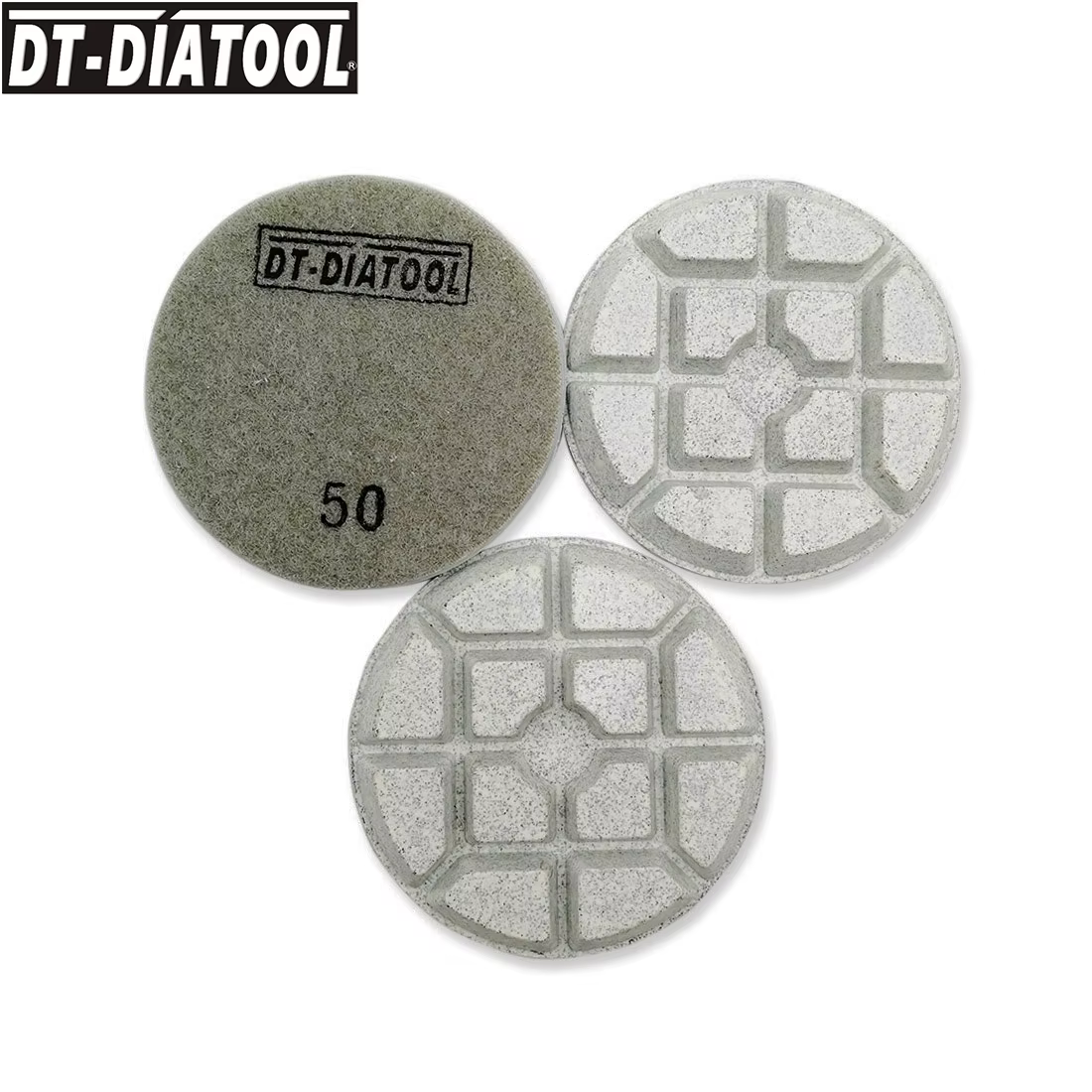 DIATOOL Ensemble de 3 tampons de polissage diamantés pour béton