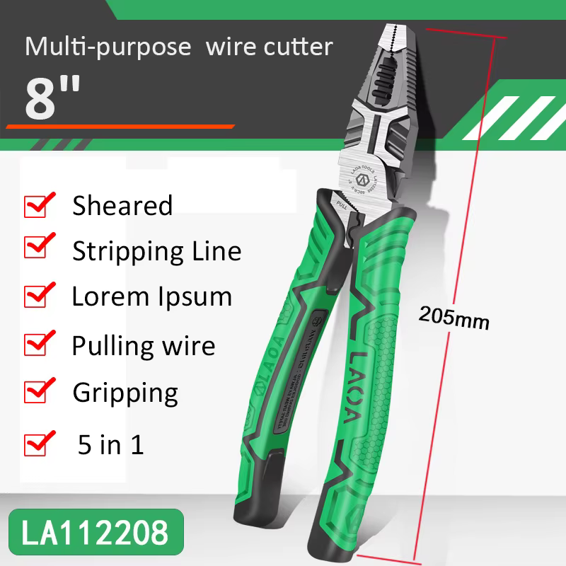 LAOA 8 pouces multifonction aiguille nez électricien pince coupante fil dénudage Terminal sertissage outils à main