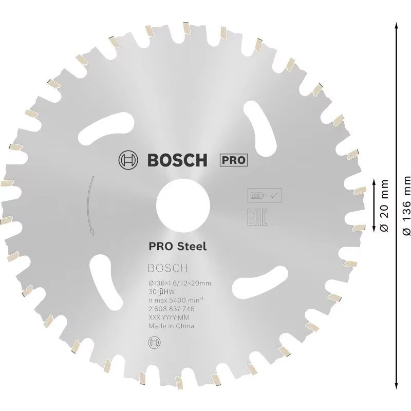 Accessoires pour outils électriques BOSCH 2608837746 – Lame de scie circulaire en acier T30 PRO
