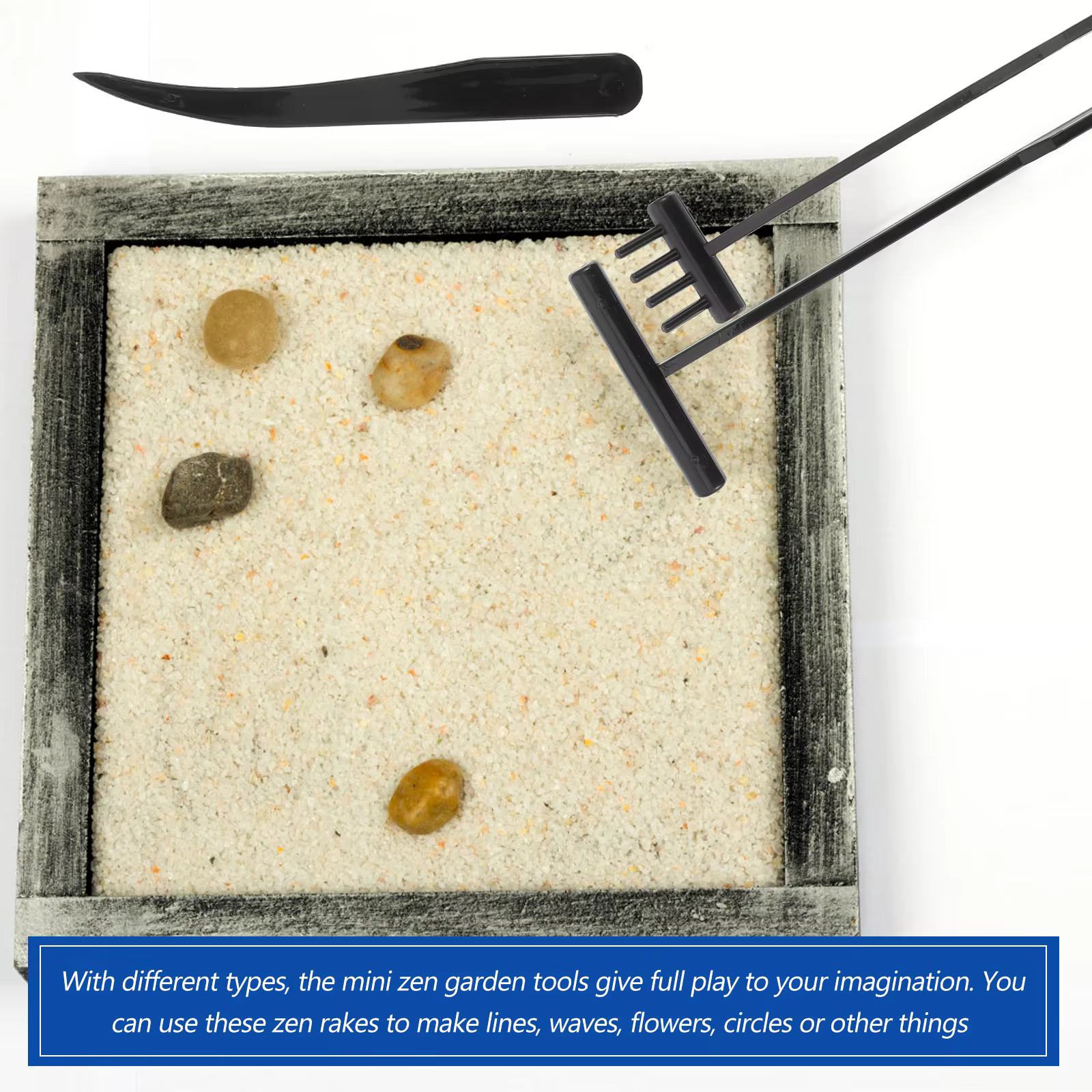 Mini râteau Zen de jardin, outils de sable, boîte à sable, Kit d'accessoires, outil de méditation Miniature, table de jardinage, jouet de bureau japonais