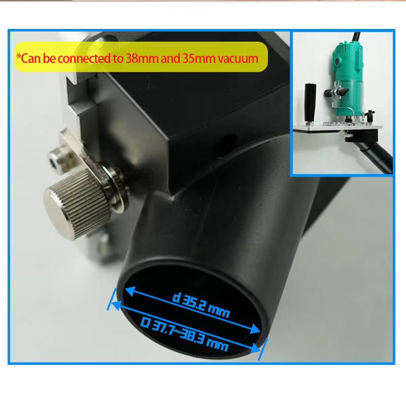 Base de routeur compacte pour machine de fraisage et de découpe avec interface d'aspiration pour accessoires d'outils électriques de travail du bois