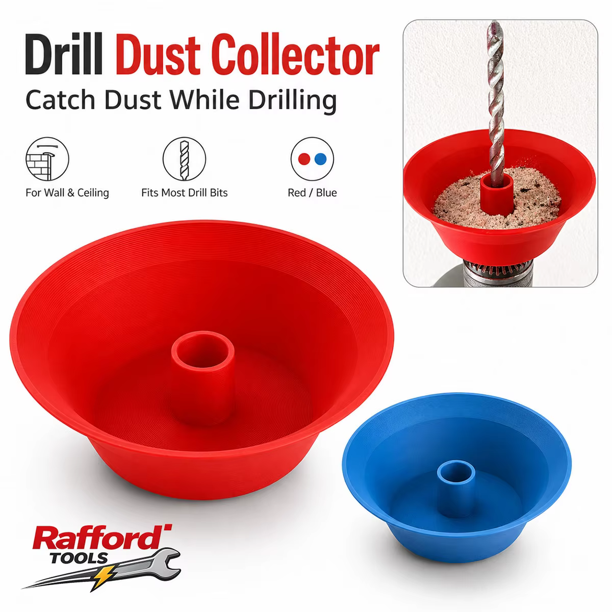 Collecteur de poussière pour perceuse à fixation au plafond Rafford
