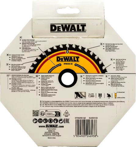 Lame de scie circulaire DEWALT DT90257 DT90259 184 mm 24T Extreme 2X Life, lame de scie à pointe en carbure pour la coupe du bois