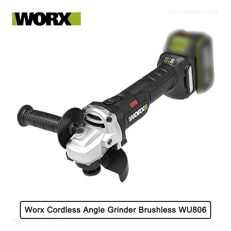 Worx meuleuse d'angle sans fil sans brosse WU806 outil nu 20V 100x16mm 9500 tr/min Protection d'embrayage pour le travail du bois polissage coupe
