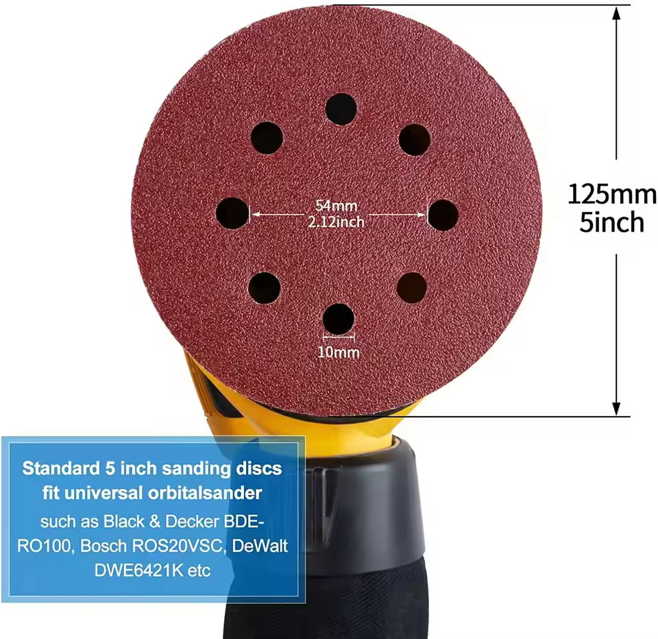 30 pièces 5 pouces 8 trous disques abrasifs crochet et boucle papier de verre adhésif 125MM pour ponceuse orbitale aléatoire 400-2000 grains feuille Abrasive