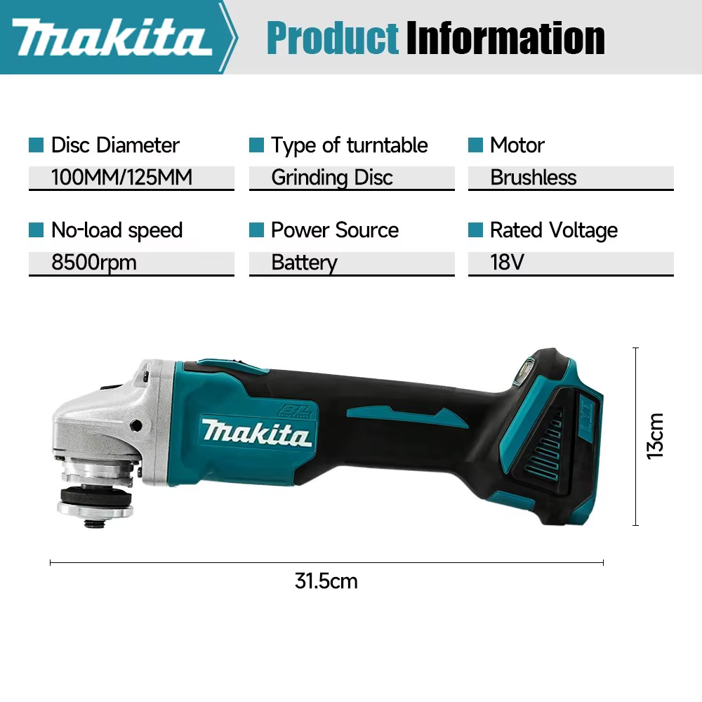 Makita DGA404 – meuleuse d'angle sans fil 125mm, 8500PRM, outil électrique de polissage et de meulage, pour batterie Makita 18V