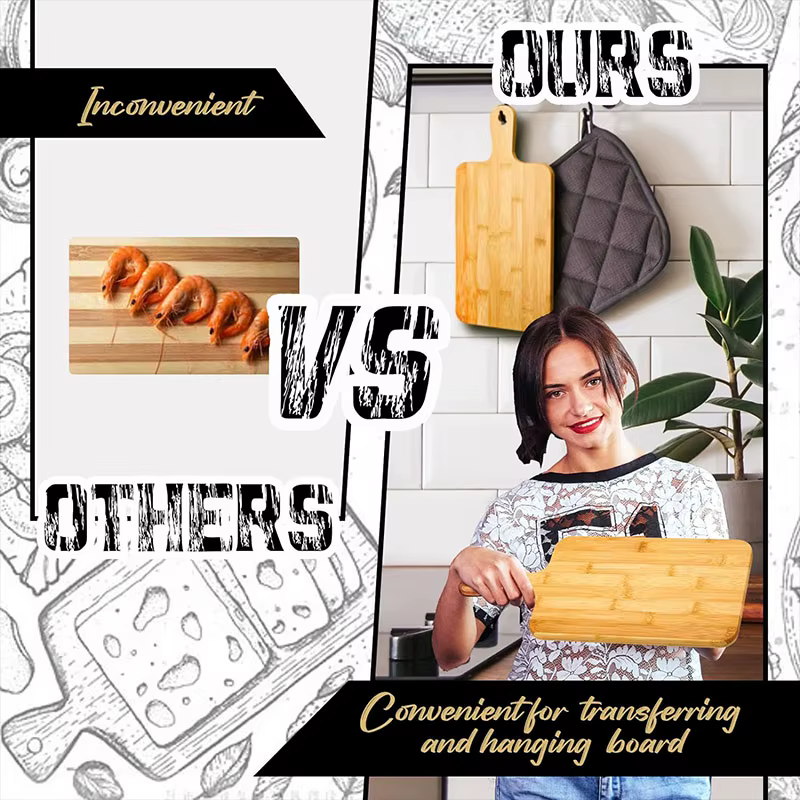 Planche à découper en bambou avec poignée, grande planche de service en bois, planches à découper de cuisine pour Pizza, légumes, viande