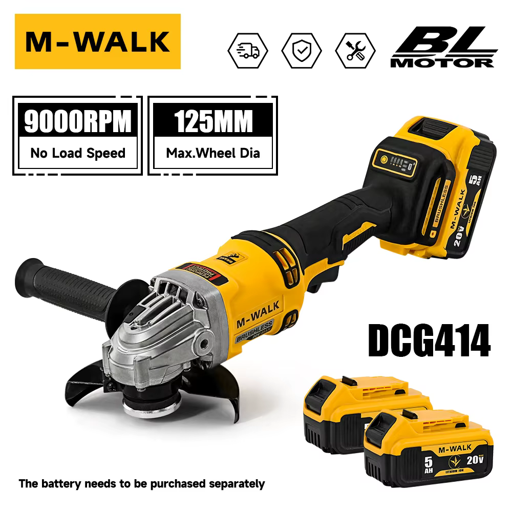M-WALK Pour Dewalt 20V batterie broche sans brosse sans fil électrique meuleuse d'angle 100/125mm polissage rectifieuse coupe outils électriques