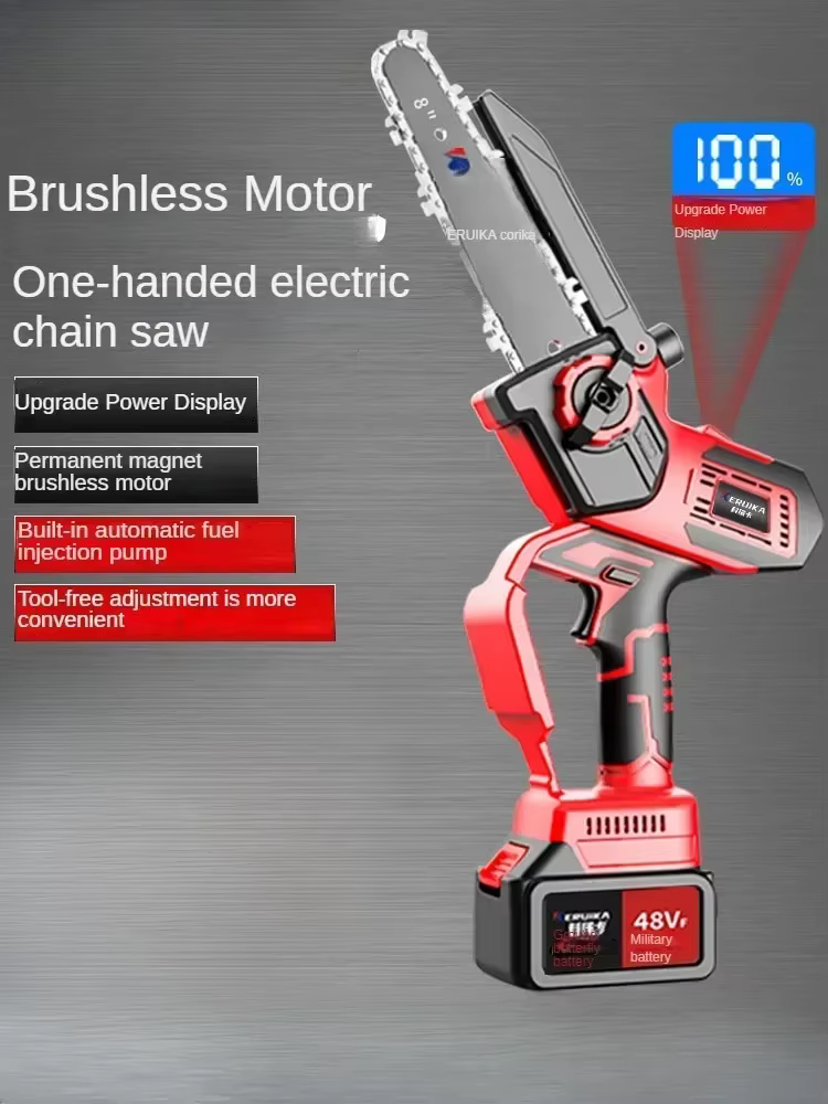 Tronçonneuse sans fil compacte 110 V/220 V avec batterie au lithium pour la coupe d'arbres et le travail du bois BDC