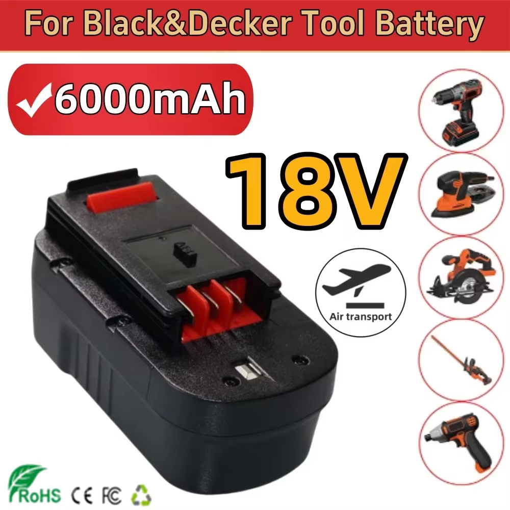 18V 6000mAh Batterie pour outil électrique pour Black & Decker A18 A1718 A18NH user ins B18 HPB18-OPE FS1800CS FS1800D FS1800D-2 FS1800ID