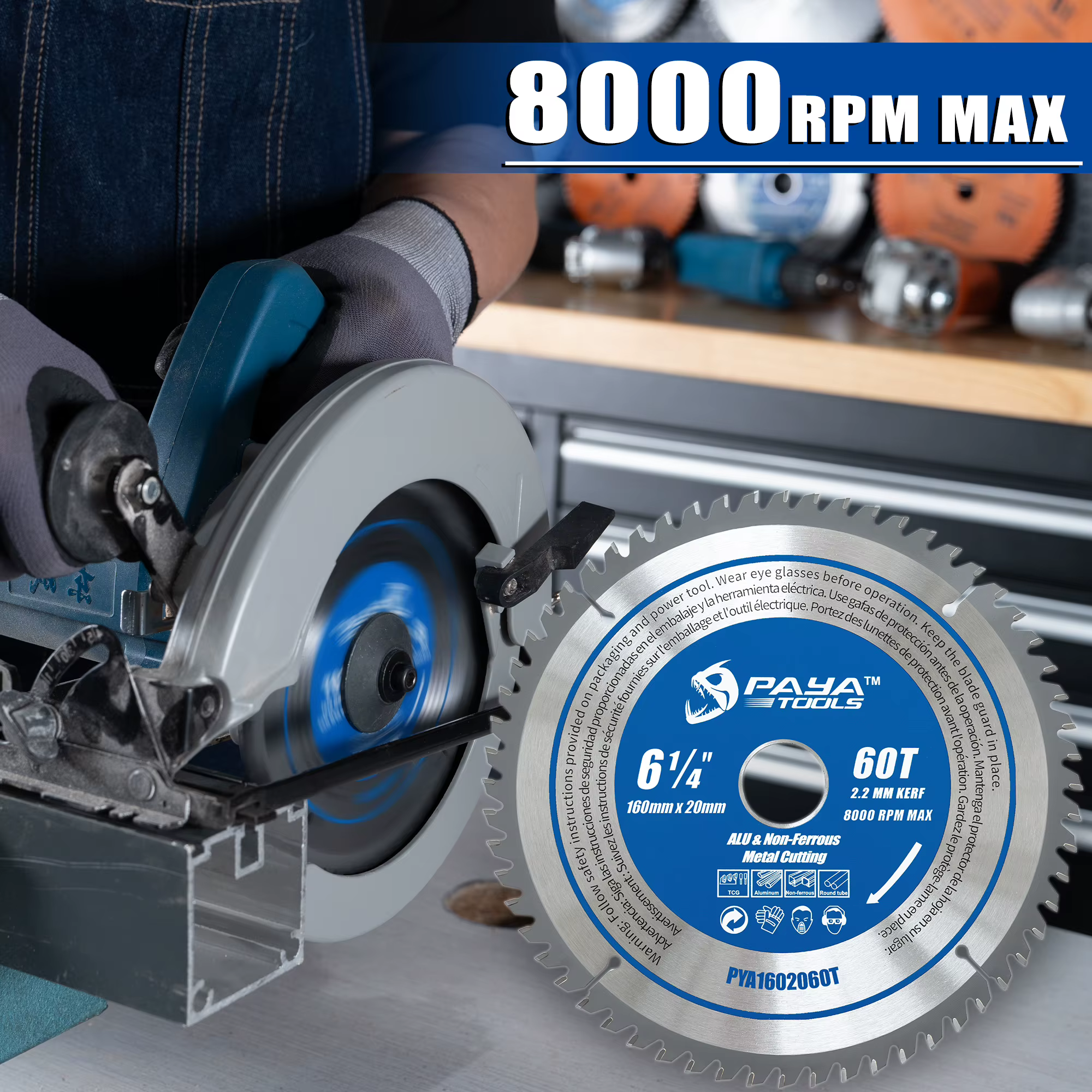 Lame de scie circulaire PAYA 6-1/4" 60T TCG pour la coupe de l'aluminium