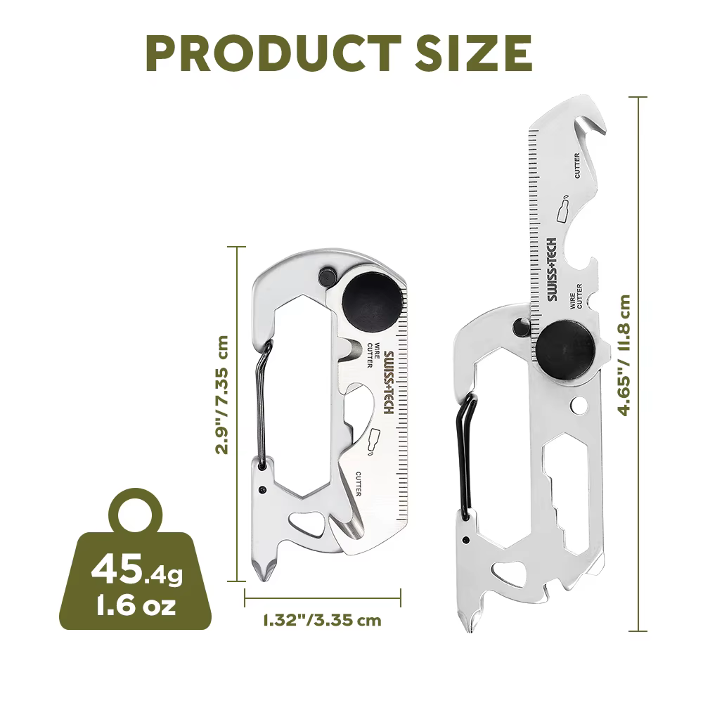 SWISS TECH 13 en 1 Mini outils multifonctionnels portables petit outil EDC de poche Kit multi-outils mousqueton pince randonnée Camping Gadgets
