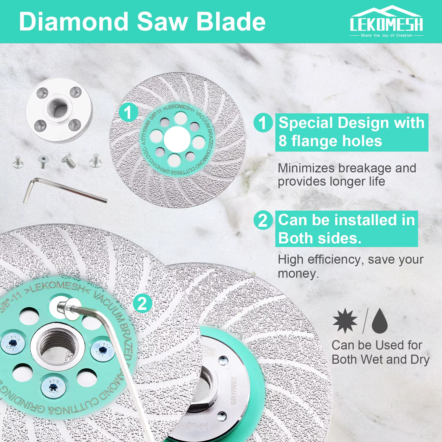 LEKOMESH 1pc Dia 5 pouces 125mm lame de scie disque de meulage de coupe de béton M14
