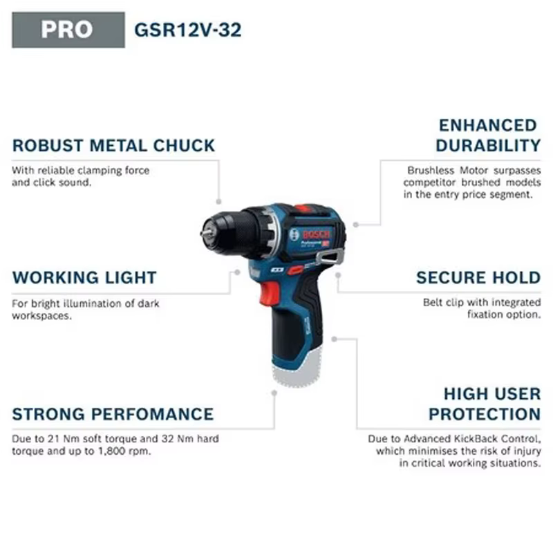 Perceuse-visseuse sans fil Bosch GSR 12V-32
