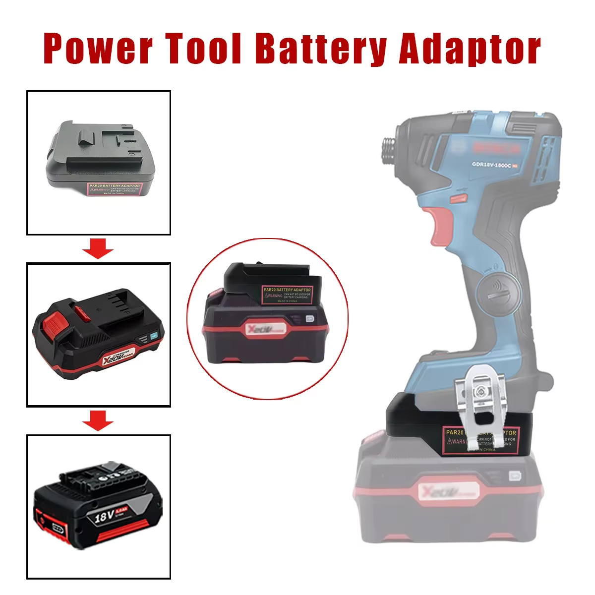Pour Parkside 20V Batteries au Lithium adaptateur de batterie convertisseur Compatible avec pour Bosch BAT série 18V