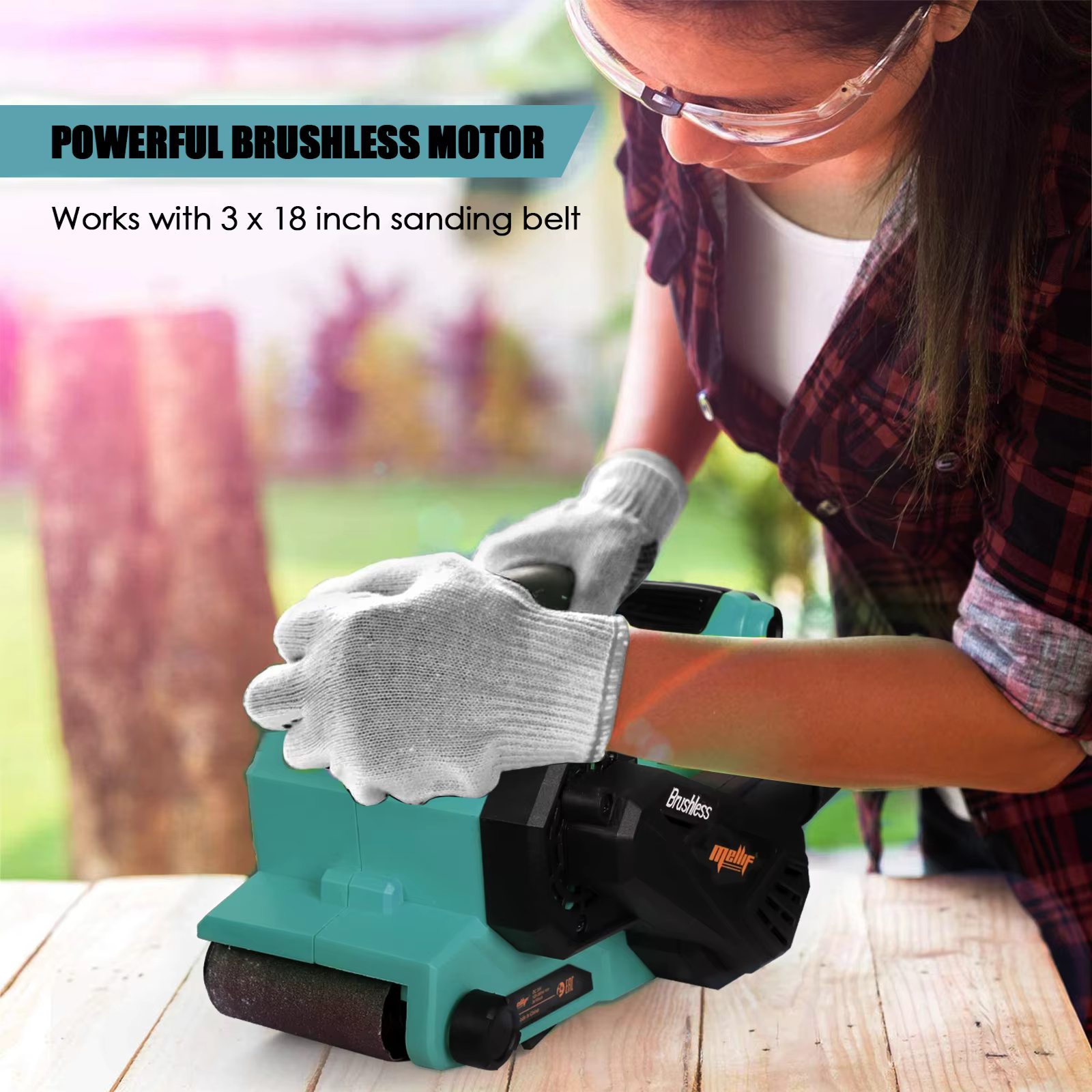 Ponceuse à bande sans fil Mellif pour batterie MAKITA 18V (outil uniquement)