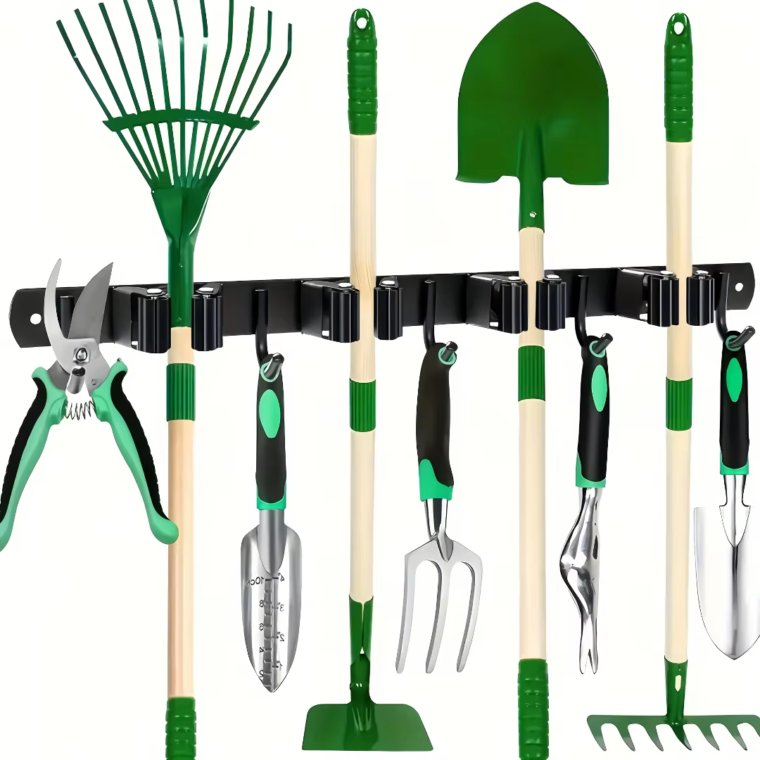 Support à outils en métal avec 4 fentes et 5 crochets