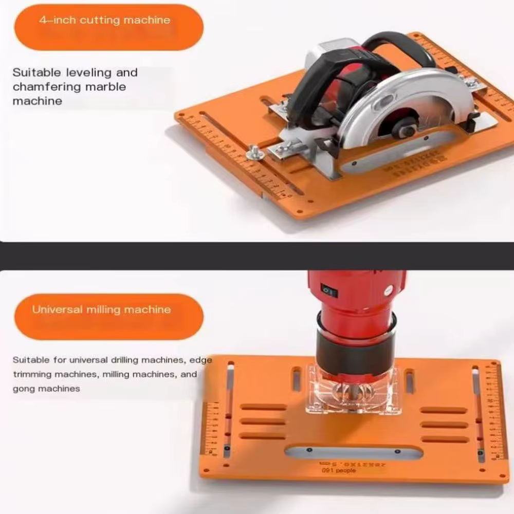 Plaque de support pour machine à découper le bois, gabarit de positionnement pour la découpe et le cintrage de panneaux en bois, outils de rainurage pour plaques de plâtre