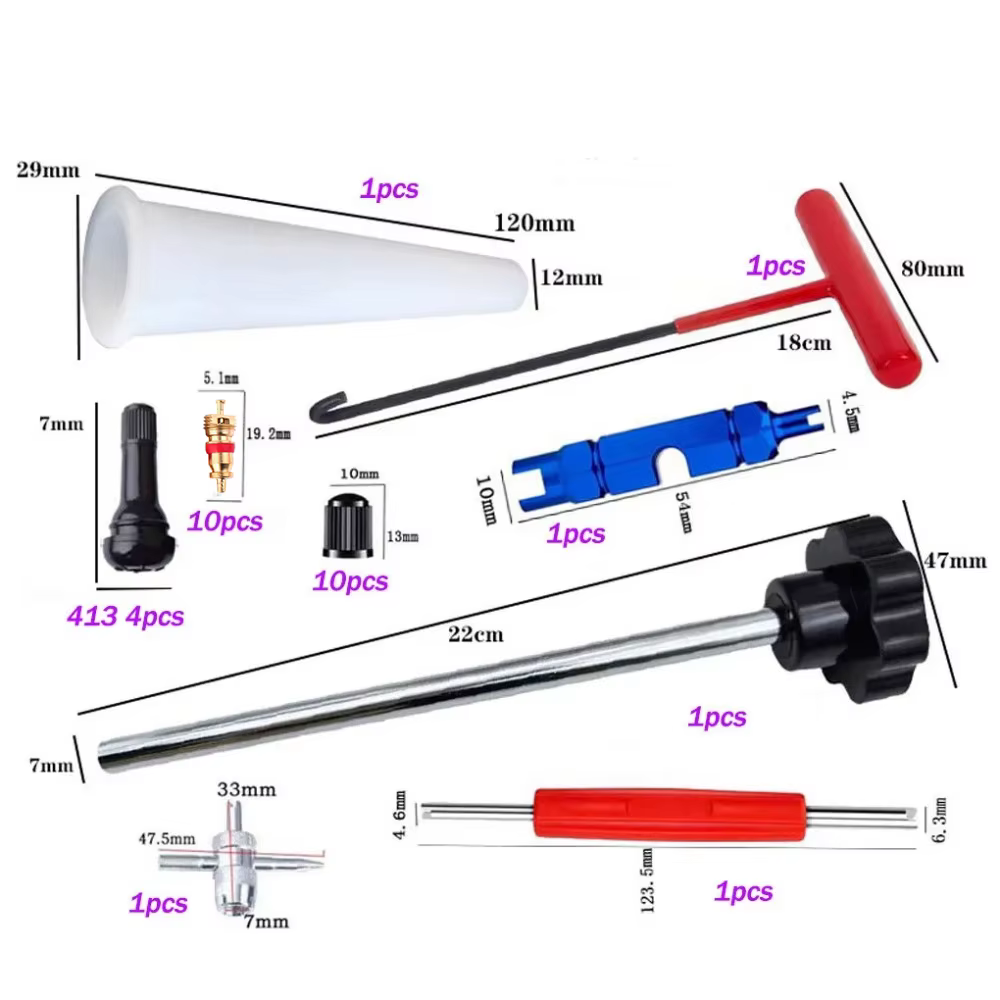 Kit d'outils de réparation de Valve de pneu sans démontage, remplacement de Valve de pneu avec outil d'installation efficace et rapide avec noyau de Valve