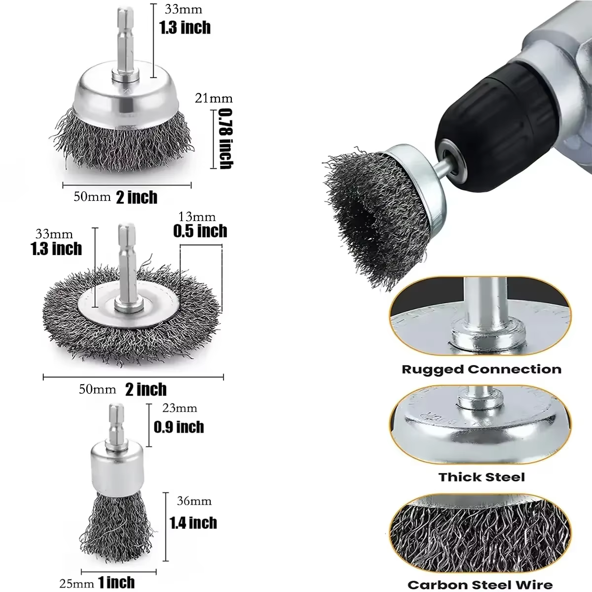 Brosse métallique pour perceuse