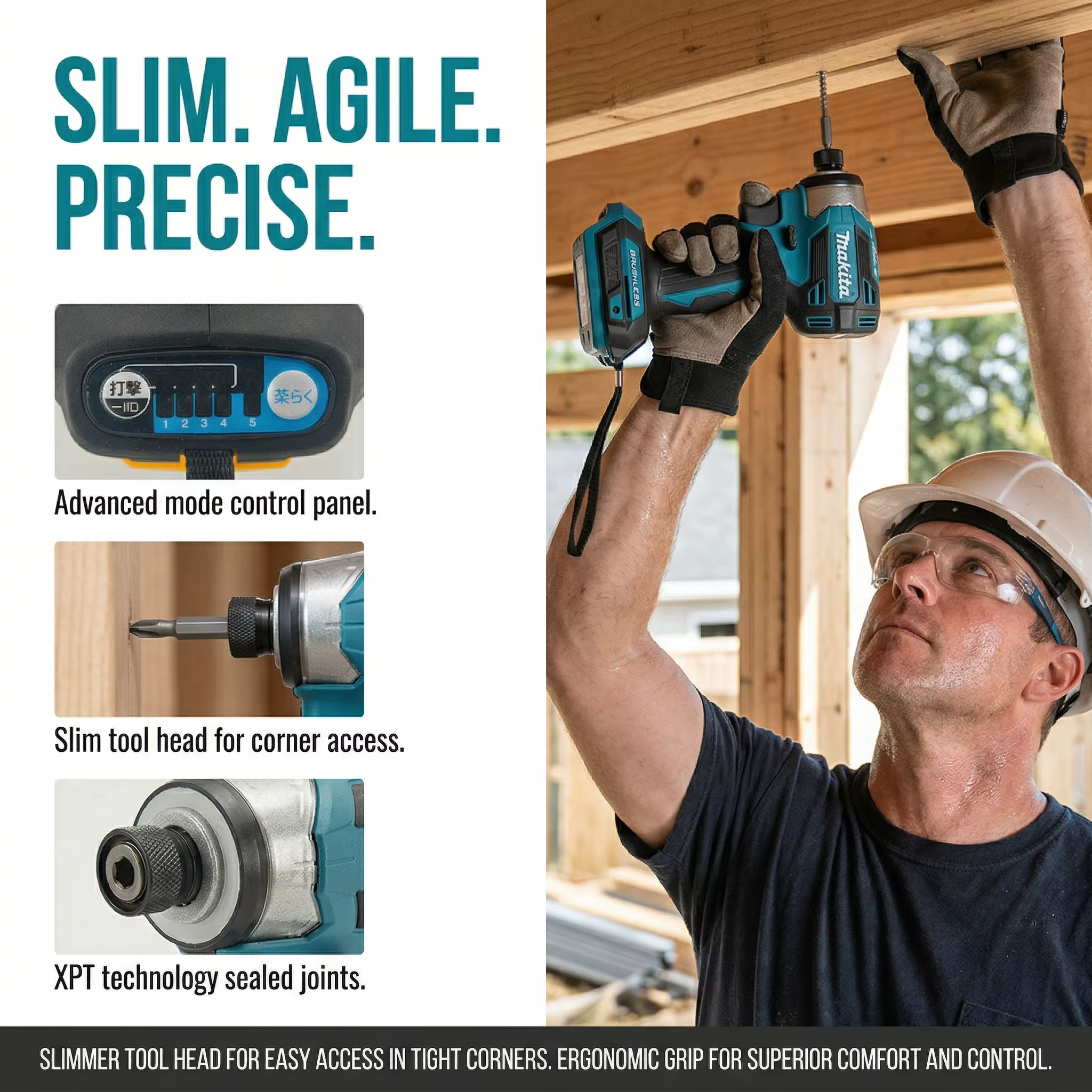 Makita DTD173 Perceuse à percussion sans fil 18V - Perceuse-visseuse électrique pour bois et boulons (Machine nue)