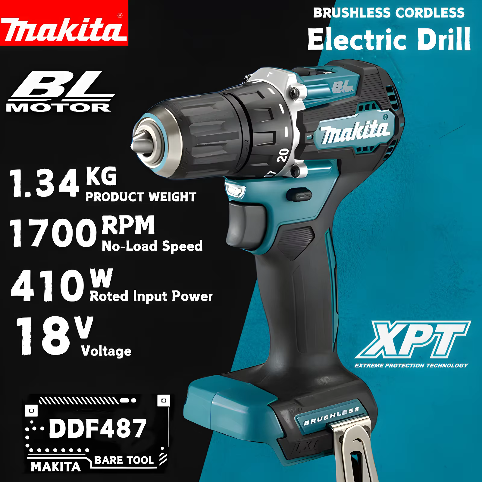 Makita DDF487 Perceuse-visseuse électrique sans fil 18V