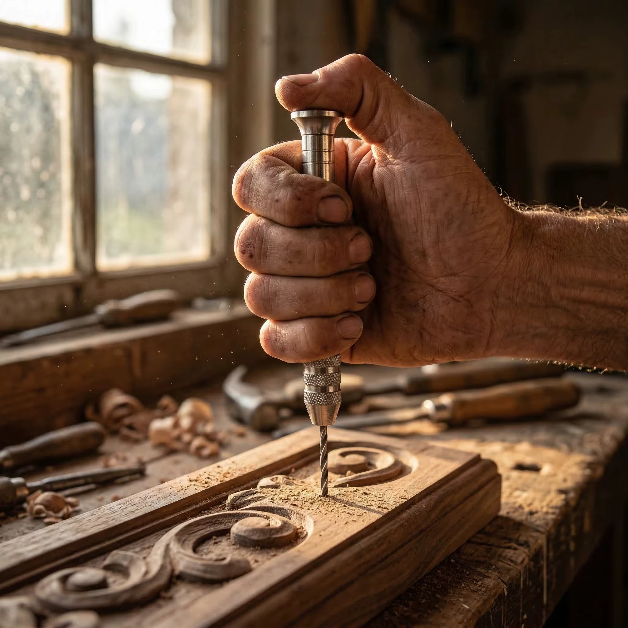 Mini perceuse à main avec jeu de forets de 0
