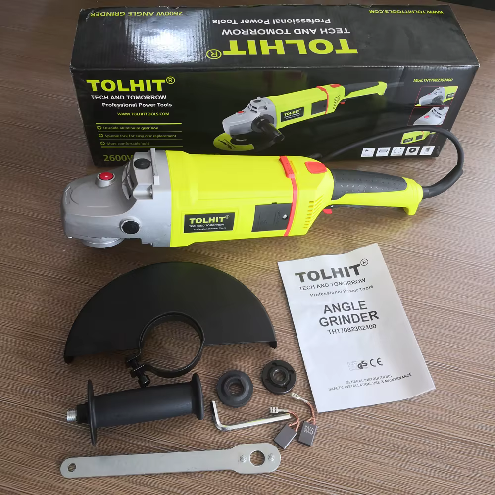 Meuleuse d'angle électrique sans fil industrielle robuste de 230 mm (9 po) 6500 tr/min 2200 W avec interrupteur à palette et poignée arrière rotative