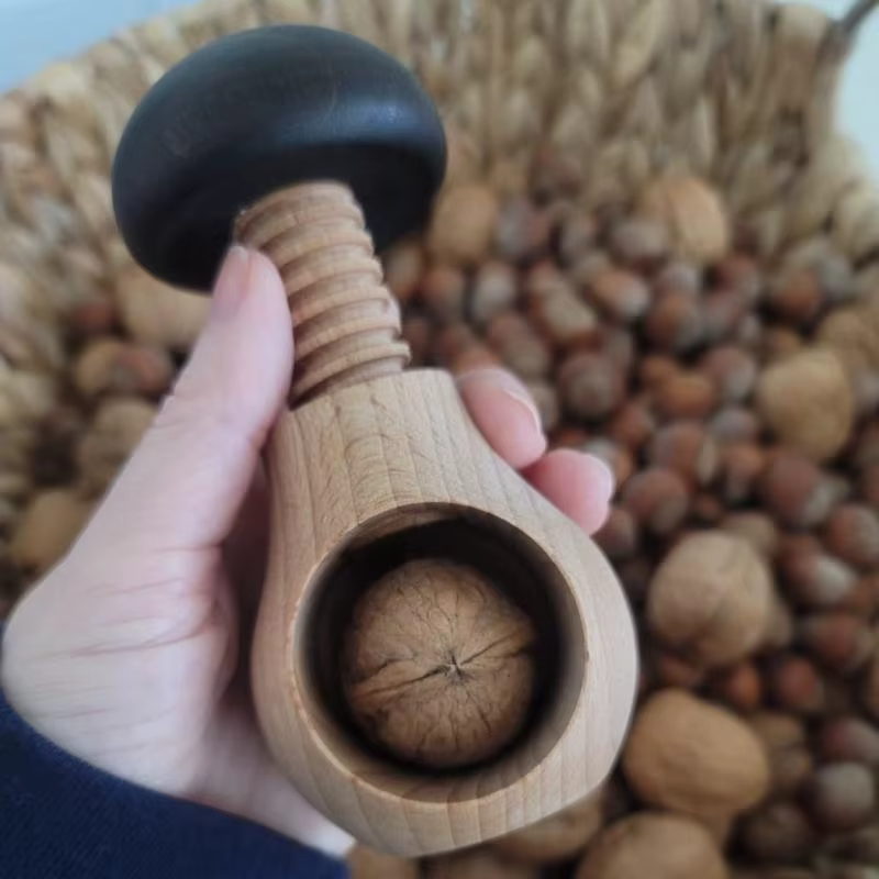 Champignon casse-noisette en bois-outil de craquelin d'écrous craquelés mécanisme de vis facile-grand cadeau pour noël et cuisine maison Displa