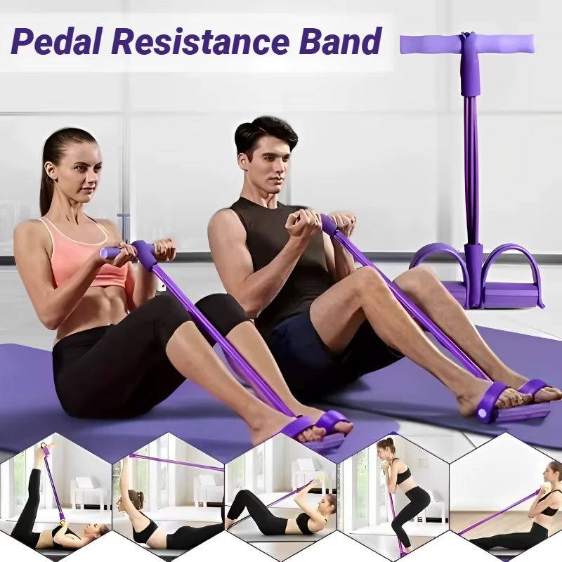 Tendeur de pédale multifonctionnel à quatre tubes, équipement de fitness domestique, bande élastique de yoga, ULde tension abdominale