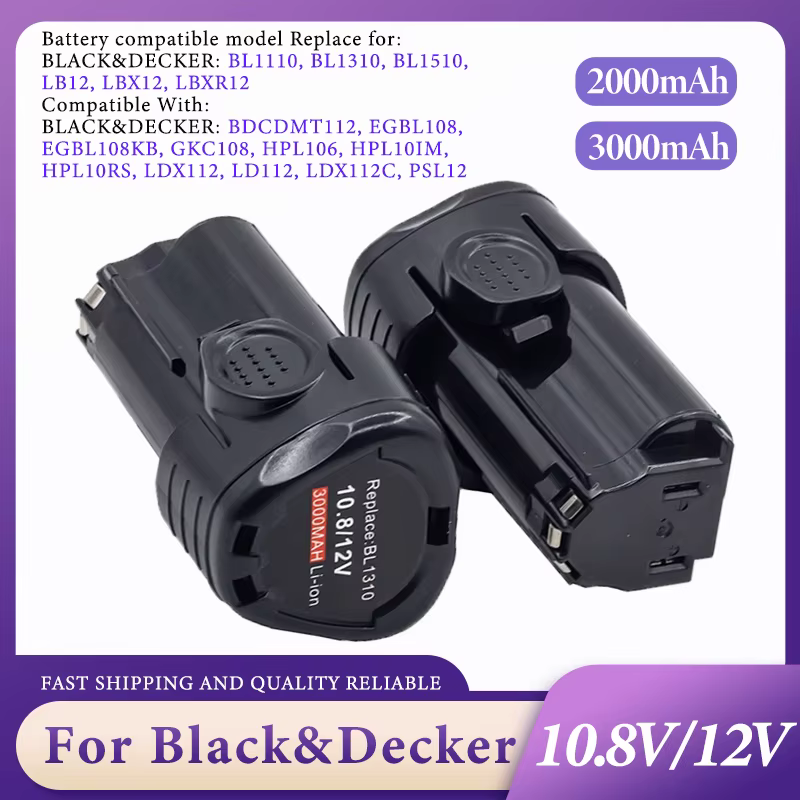 Batterie pour outil électrique Black & Decker 10.8/12V 3000mAh Batterij Ion
