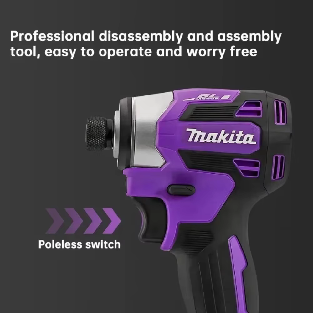 Makita DTD173 18V Visseuse à percussion sans fil 180N.m Perceuse électrique sans balais Tournevis LED Outils électriques multifonctions pour la maison