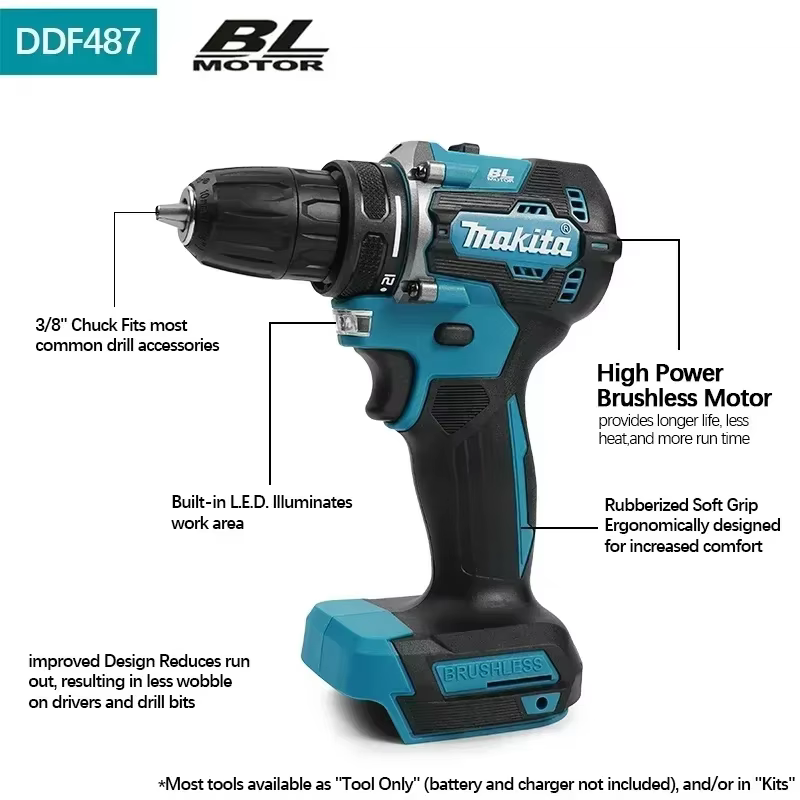 Makita DDF487 tournevis électrique au Lithium sans brosse perceuse électromécanique pour batterie