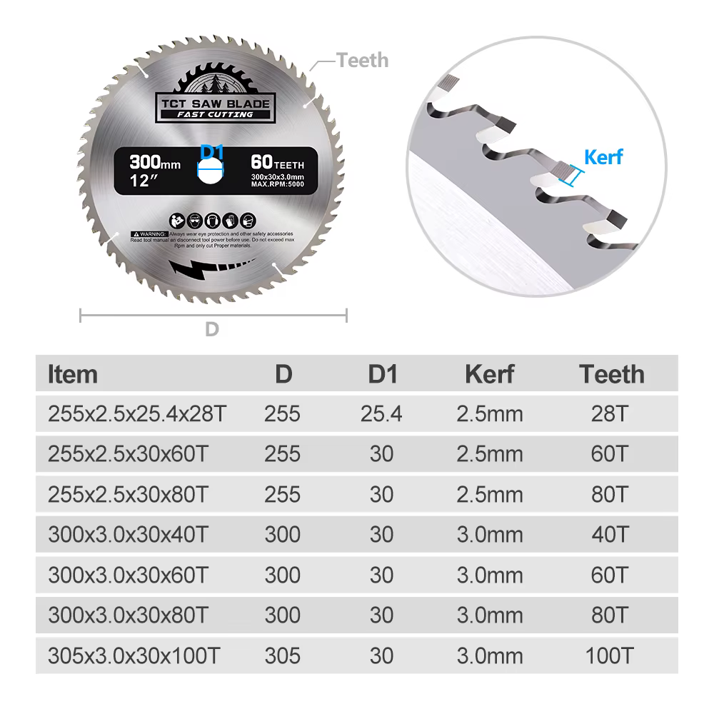 XCAN lame de scie circulaire 255 300 305mm TCT disque de coupe du bois