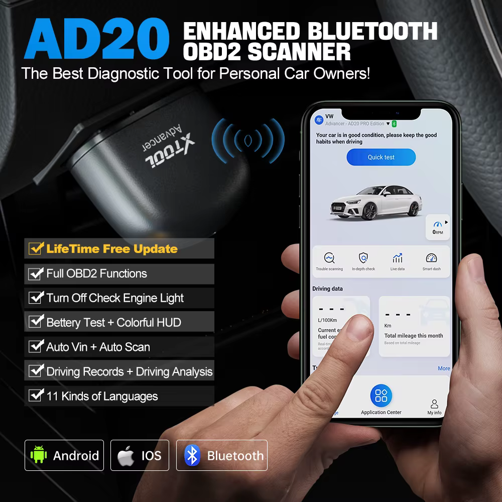 XTOOL Advancer AD20 outils de Diagnostic de moteur de voiture lecteur de Code OBD2 Scanner Android /IOS mieux que la mise à jour ELM327/AD10