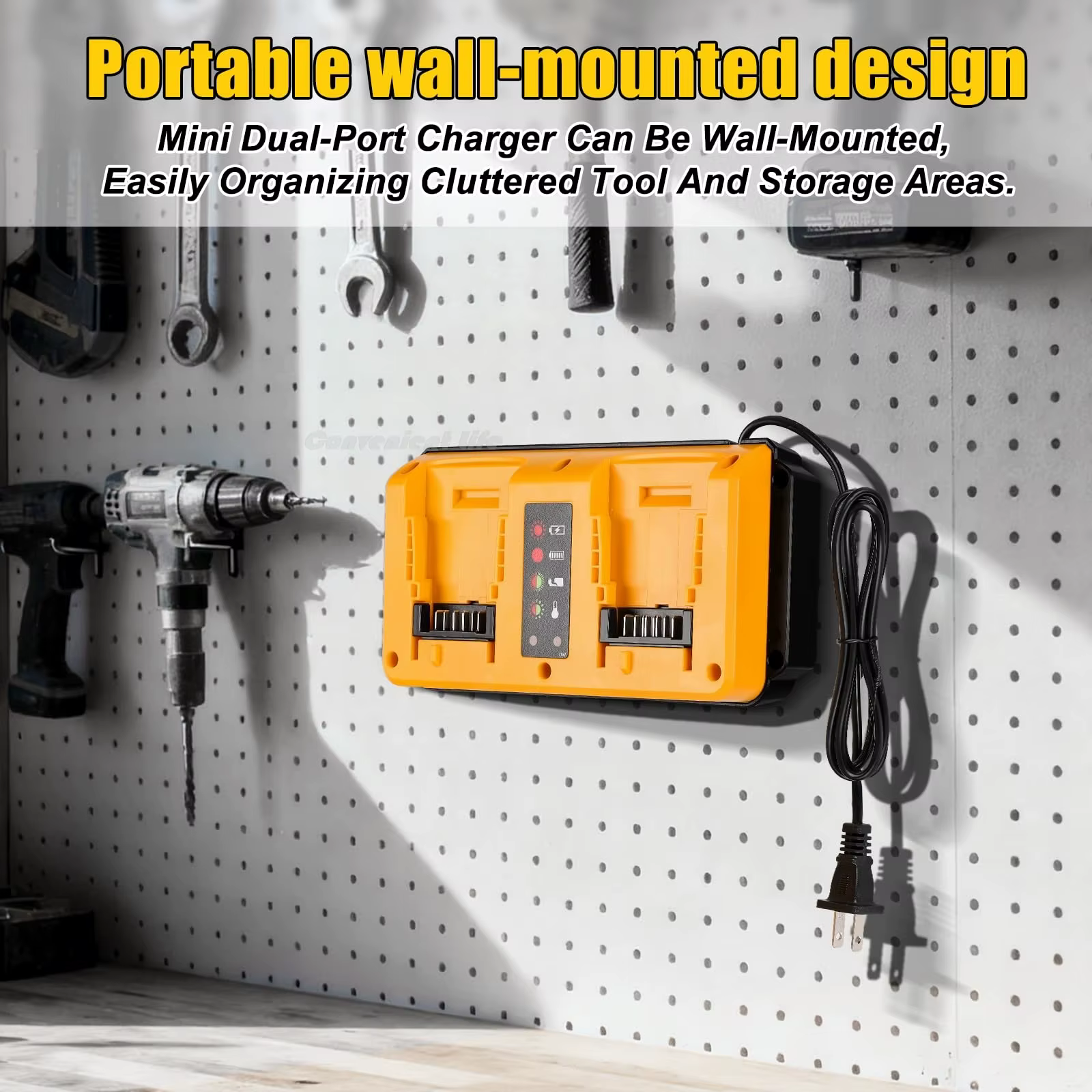 Station de charge rapide à 2 ports pour outils multifonctions à batterie Dewalt 20V Max. Chargeur ultra-rapide de