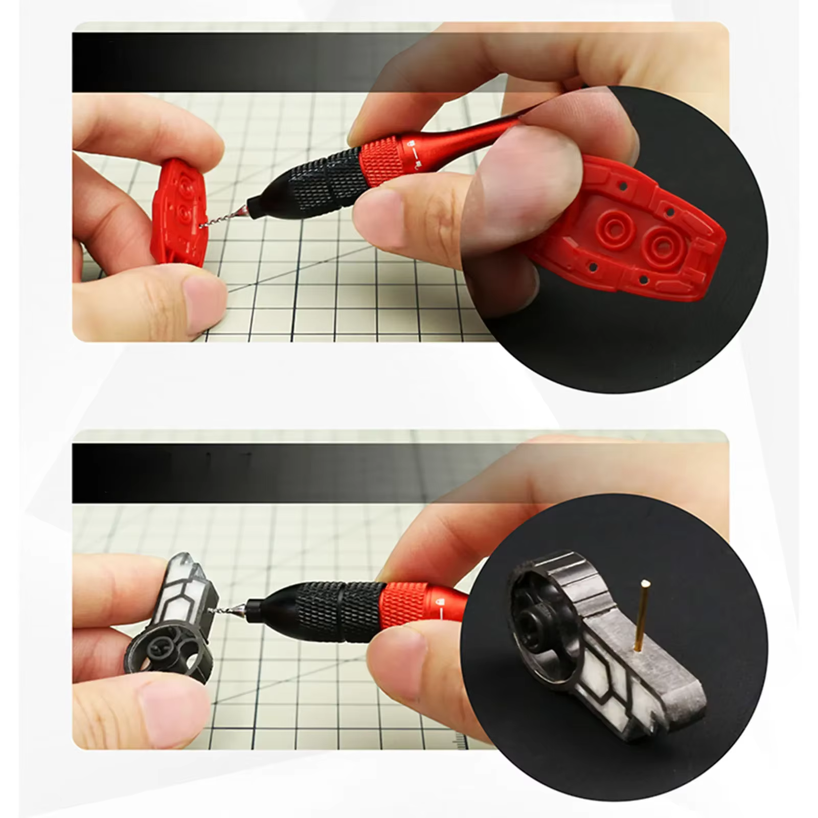 DSPIAE AT-SHD Précision Perceuse À Main Ensemble Pour Hobby DIY Modèle Outil Exécutif En Alliage D'aluminium Rouge