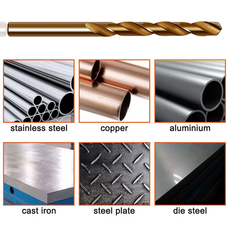 15pc M35 cobalt contient du foret hélicoïdal à tige droite jaune rôti 1.5-10mm acier rapide jeu d'outils d'ouverture de trou de meulage complet