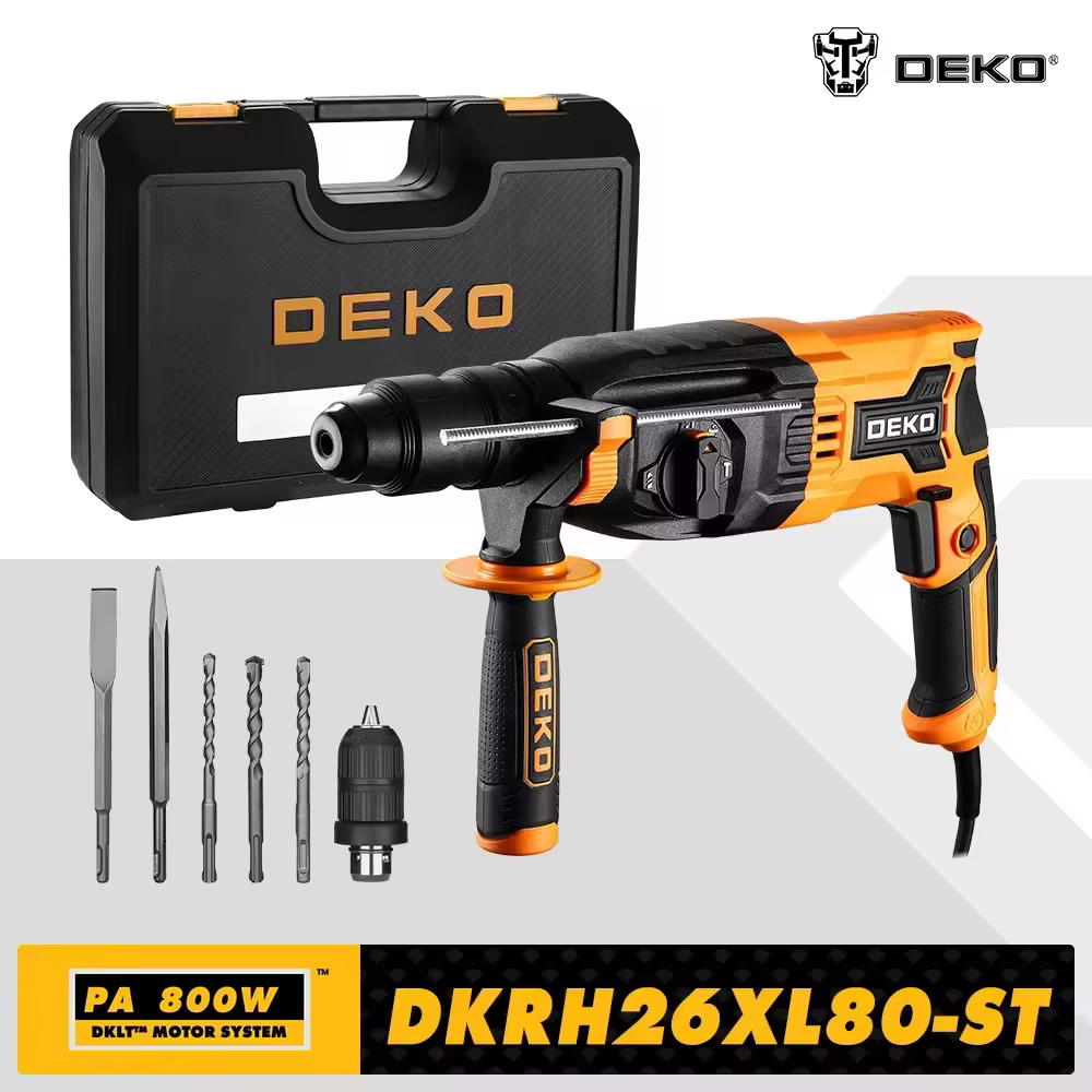 DEKO DKRH26XL80-ST 4 fonctions marteau rotatif électrique accessoires rotatifs multifonctionnels marteau de démolition électrique perceuse à percussion