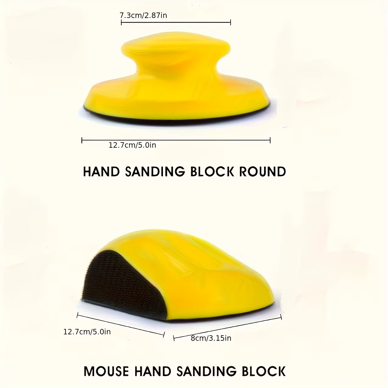 Bloc de ponçage en forme de souris de 5 pouces avec support auto-agrippant - Ponçoir manuel ergonomique en PU durable