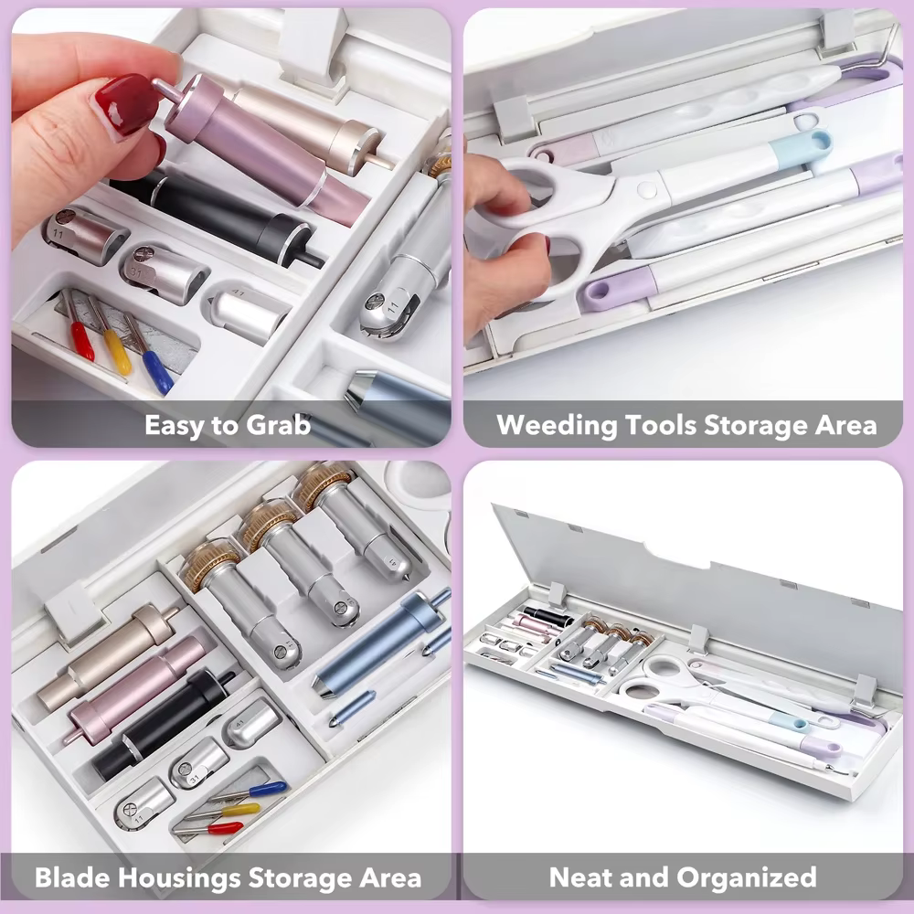 Kit de rangement pour outils 4 pièces/ensemble, insert pour lames, boîtier, pointe / Kit d'outils de désherbage, plateau organisateur compatible avec Cricut Maker 3 et Maker
