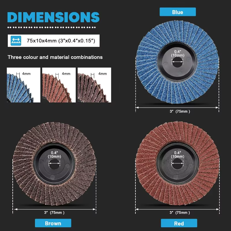6 disques à lamelles en zircone de 75 mm (3 pouces) pour meuleuse d'angle