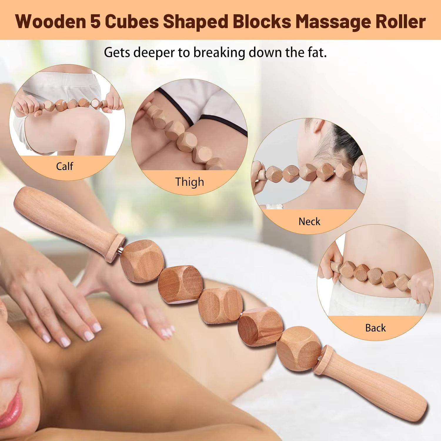 6 outils de massage en bois, kit complet de madérothérapie pour le remodelage corporel, le soulagement musculaire, anti-cellulite