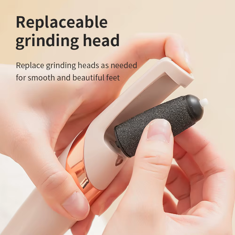 Ponceuse électrique portable pour les pieds, pour éliminer la peau sèche et rugueuse des talons, avec 2 têtes de ponçage, outil d'hygiène et de beauté personnel.