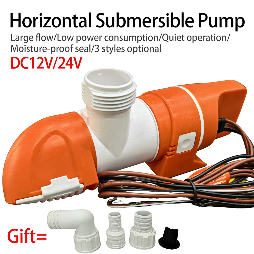 Pompe à eau multifonctionnelle pour yacht, type étroit, horizontale, automatique, pompe de cale, pompe à eau, drainage commandé par capteur, DC 12V/24V