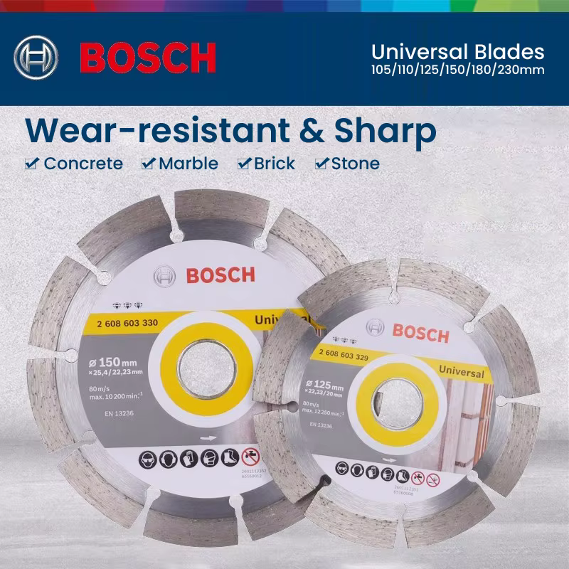 Bosch disques de coupe diamantés universels lames de scie circulaire pour marbre pour couper la pierre béton renforcé roues 105/125/180/230mm