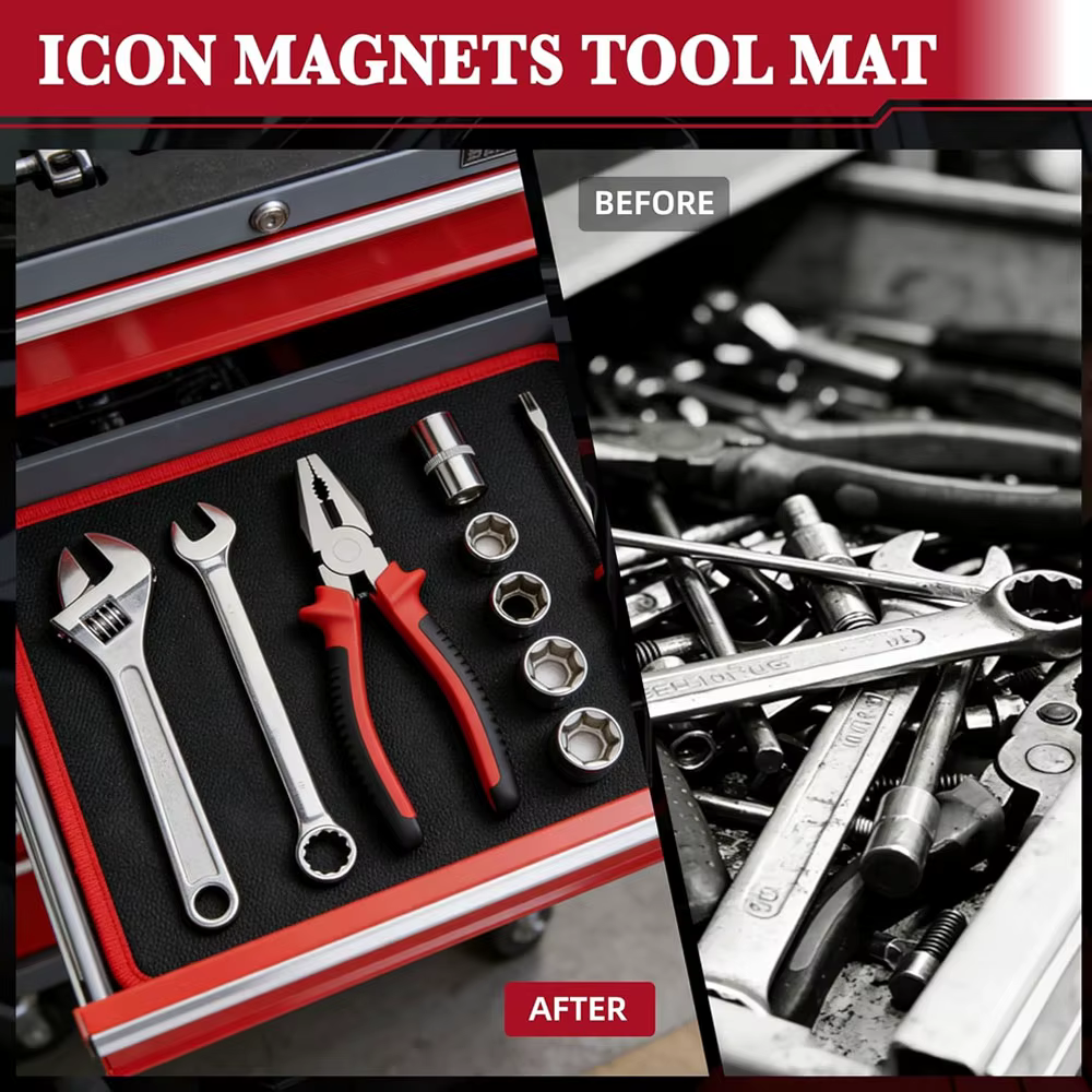 Ensemble de 3 tapis magnétiques flexibles pour outils