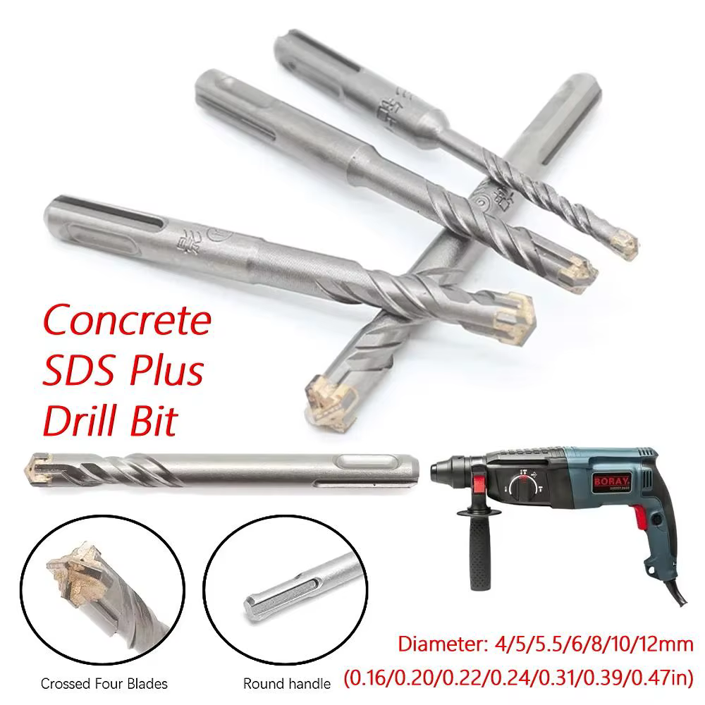 Nouveau 1 pièce Foret à béton SDS Plus à pointes croisées 4/5/5.5/6/8/10/12mm