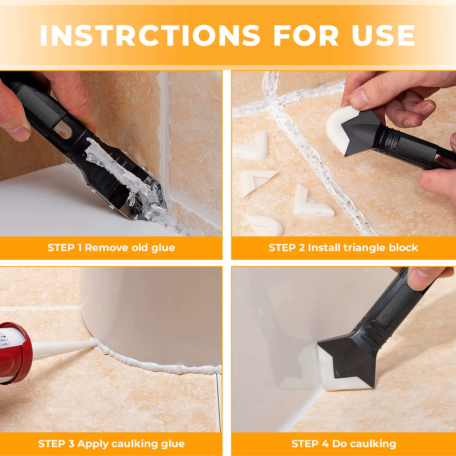 Kit de 9 outils pour jointoiement et finition de sols : applicateurs de mastic