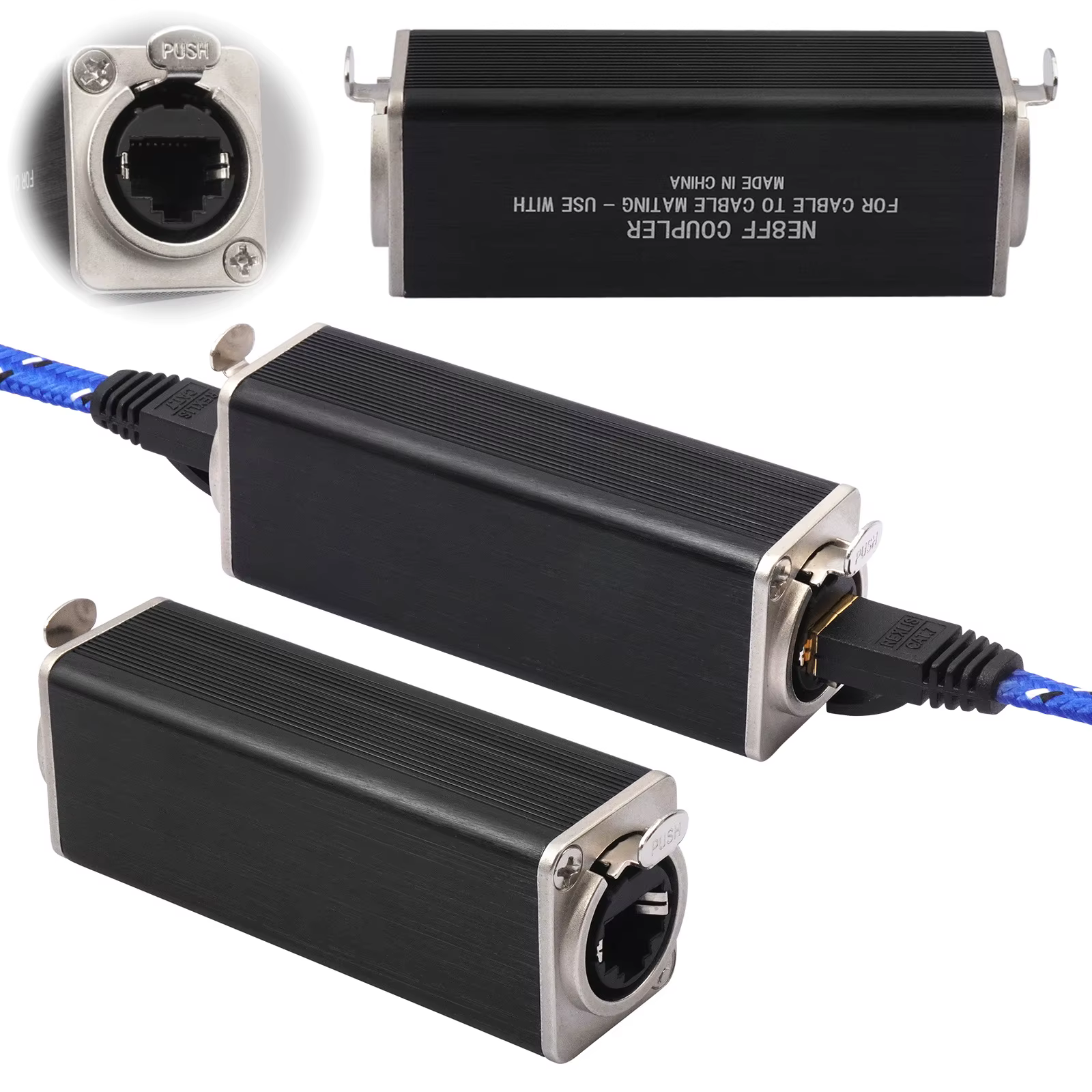 Connecteur d'extension de câble RJ45 femelle-femelle avec verrouillage et blindage, coupleurs réseau droits pour extensions de câbles